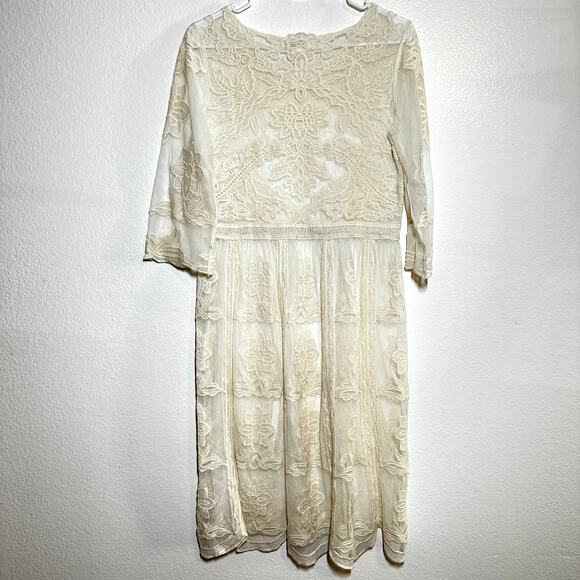 Sundance Lace Dress Shift Embroidered Floral Pattern Elbow Sleeve White Small - Picture 5 of 5
